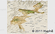 Satellite Panoramic Map of F.A.T.A., shaded relief outside