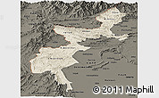 Shaded Relief Panoramic Map of F.A.T.A., darken