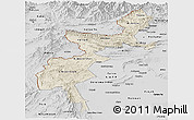 Shaded Relief Panoramic Map of F.A.T.A., desaturated