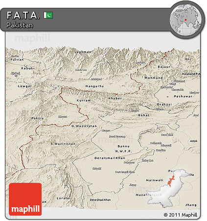 Shaded Relief Panoramic Map of F.A.T.A.