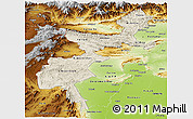 Shaded Relief Panoramic Map of F.A.T.A., physical outside