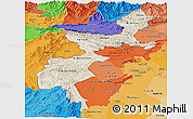 Shaded Relief Panoramic Map of F.A.T.A., political shades outside
