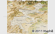 Shaded Relief Panoramic Map of F.A.T.A., satellite outside