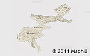Shaded Relief Panoramic Map of F.A.T.A., single color outside