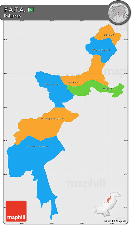 Political Simple Map of F.A.T.A., single color outside