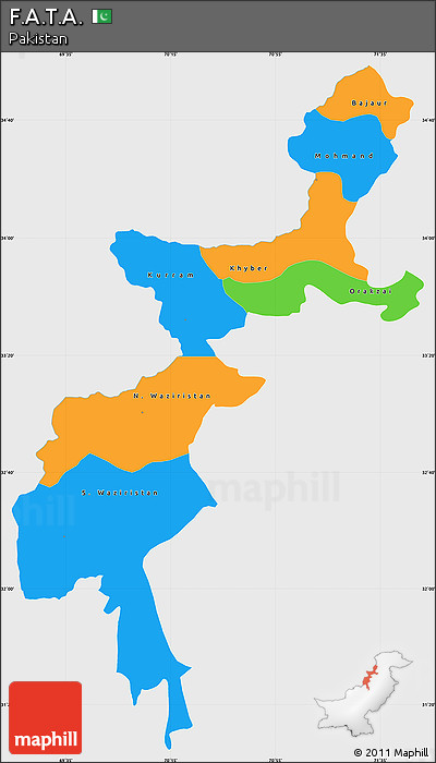 Political Simple Map of F.A.T.A., single color outside
