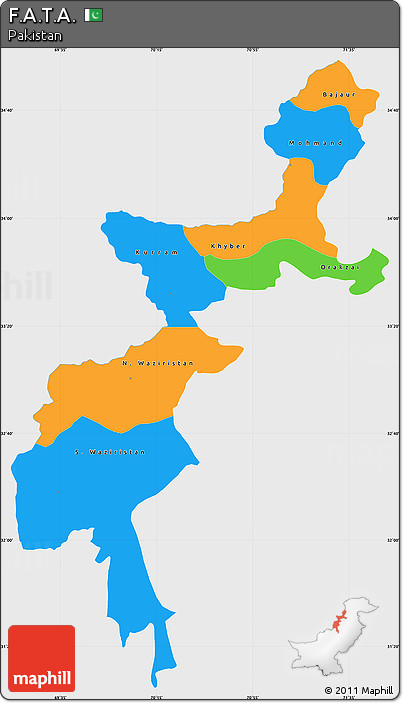 Political Simple Map of F.A.T.A., single color outside