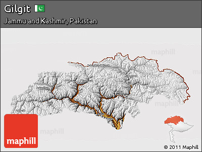 Physical 3D Map of Gilgit, cropped outside