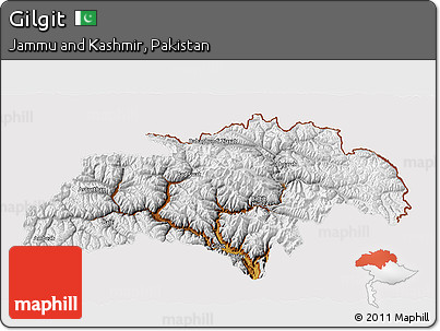 Physical 3D Map of Gilgit, cropped outside