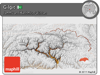 Physical 3D Map of Gilgit, lighten