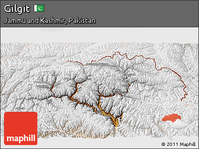 Physical 3D Map of Gilgit, lighten