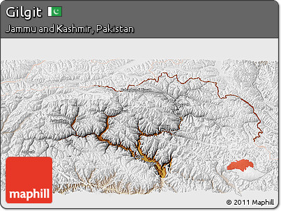 Physical 3D Map of Gilgit, lighten