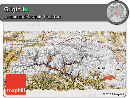 Physical 3D Map of Gilgit, satellite outside