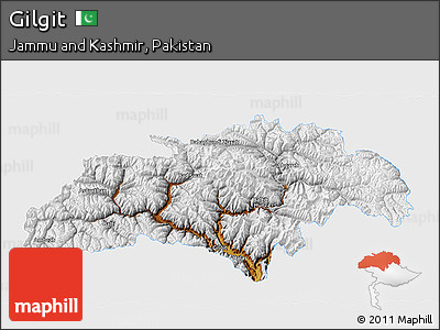 Physical 3D Map of Gilgit, single color outside
