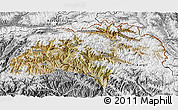 Satellite 3D Map of Gilgit, desaturated