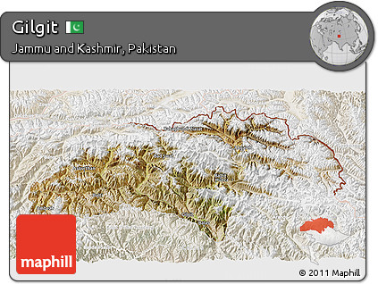 Satellite 3D Map of Gilgit, lighten