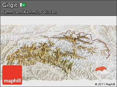 Satellite 3D Map of Gilgit, lighten