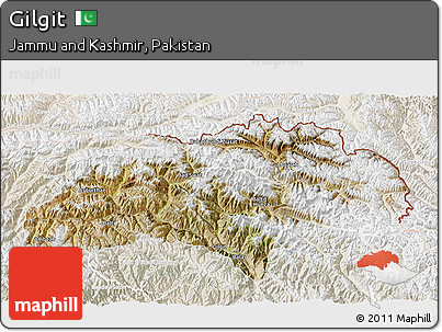 Satellite 3D Map of Gilgit, lighten