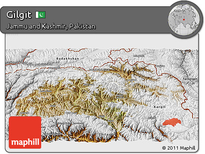 Satellite 3D Map of Gilgit, physical outside
