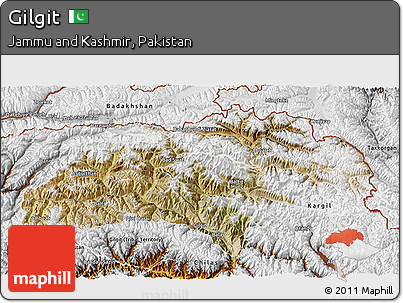 Satellite 3D Map of Gilgit, physical outside
