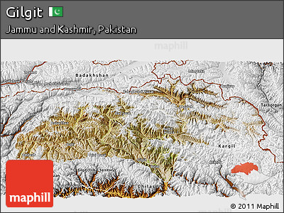 Satellite 3D Map of Gilgit, physical outside