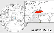 Blank Location Map of Gilgit, highlighted country