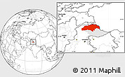 Blank Location Map of Gilgit, highlighted parent region