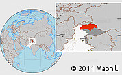 Gray Location Map of Gilgit, highlighted country, highlighted parent region