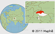 Savanna Style Location Map of Gilgit, highlighted parent region
