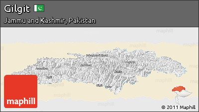 Classic Style Panoramic Map of Gilgit, single color outside