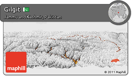 Physical Panoramic Map of Gilgit, lighten, desaturated