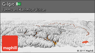 Physical Panoramic Map of Gilgit, lighten, desaturated