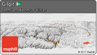 Physical Panoramic Map of Gilgit, lighten, desaturated