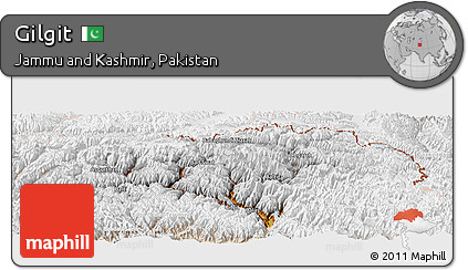 Physical Panoramic Map of Gilgit, lighten
