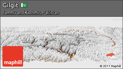 Physical Panoramic Map of Gilgit, lighten