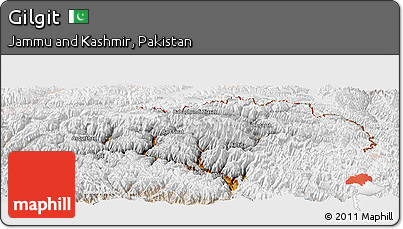Physical Panoramic Map of Gilgit, lighten