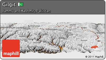 Physical Panoramic Map of Gilgit, semi-desaturated