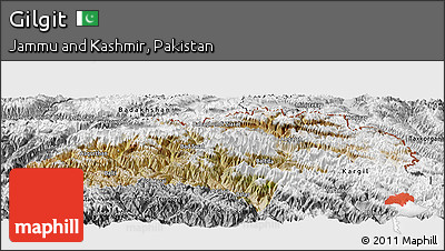 Satellite Panoramic Map of Gilgit, desaturated