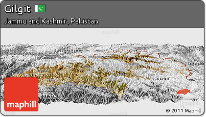 Satellite Panoramic Map of Gilgit, desaturated