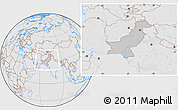 Gray Location Map of Pakistan, lighten, desaturated