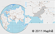 Gray Location Map of Pakistan, lighten, land only