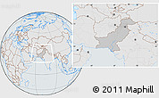 Gray Location Map of Pakistan, lighten, semi-desaturated