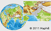 Gray Location Map of Pakistan, physical outside, hill shading