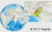 Physical Location Map of Pakistan, lighten, semi-desaturated, land only