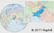 Political Location Map of Pakistan, lighten, land only