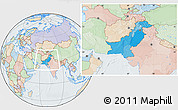 Political Location Map of Pakistan, lighten