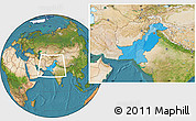 Political Location Map of Pakistan, satellite outside