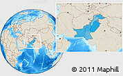 Political Location Map of Pakistan, shaded relief outside