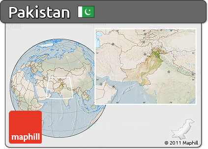 Satellite Location Map of Pakistan, lighten