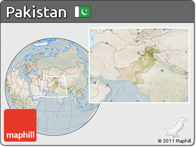 Satellite Location Map of Pakistan, lighten